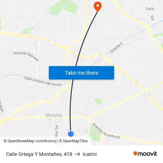 Calle Ortega Y Montañes, 418 to Icatmi map