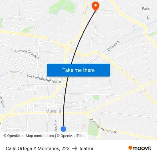 Calle Ortega Y Montañes, 222 to Icatmi map