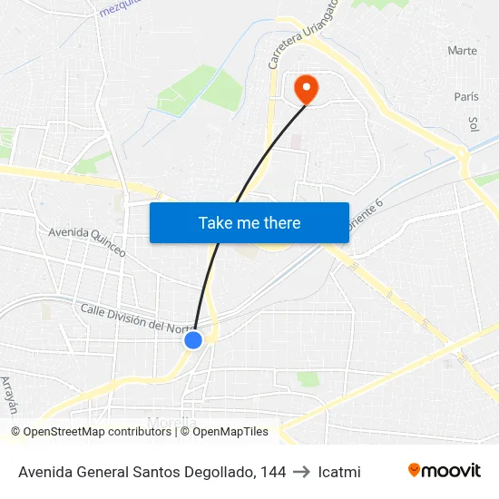 Avenida General Santos Degollado, 144 to Icatmi map
