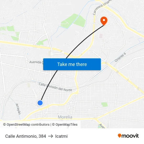 Calle Antimonio, 384 to Icatmi map