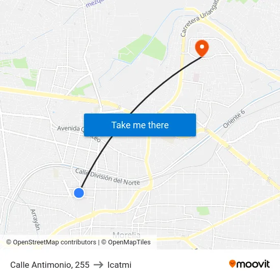 Calle Antimonio, 255 to Icatmi map