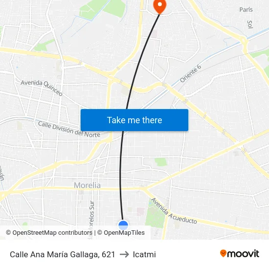 Calle Ana María Gallaga, 621 to Icatmi map