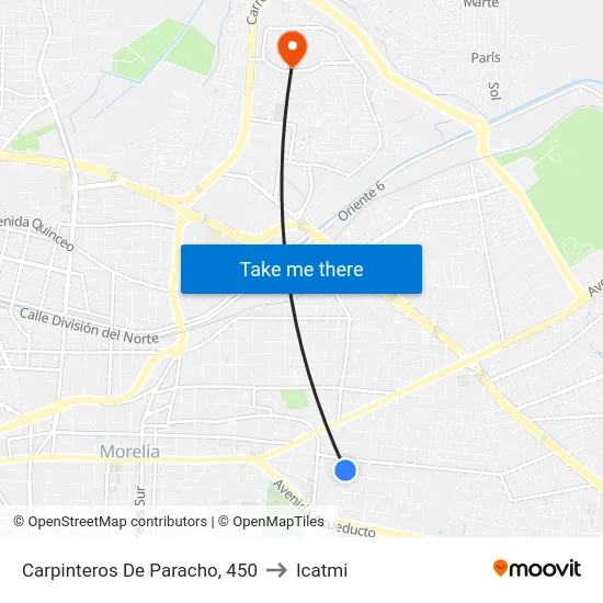 Carpinteros De Paracho, 450 to Icatmi map