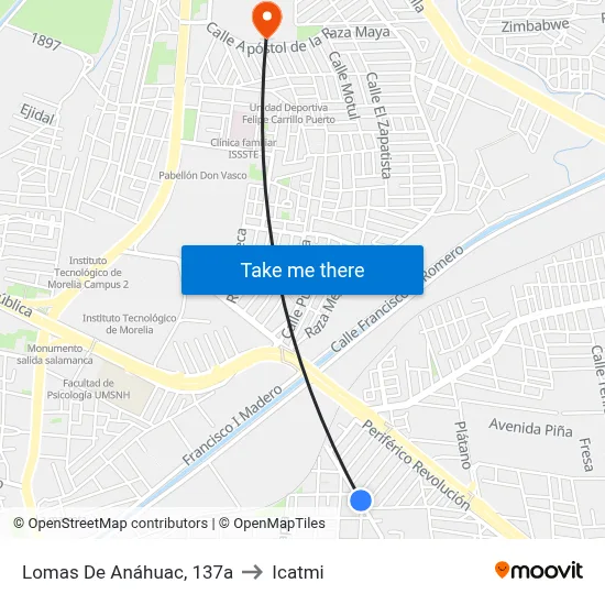 Lomas De Anáhuac, 137a to Icatmi map