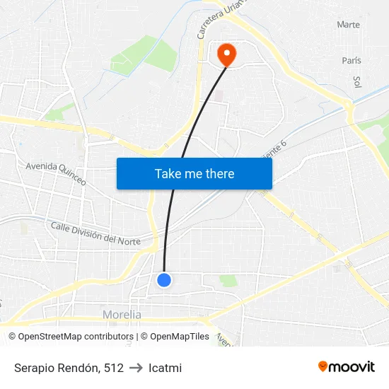 Serapio Rendón, 512 to Icatmi map