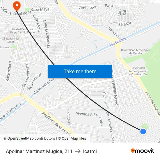 Apolinar Martínez Múgica, 211 to Icatmi map