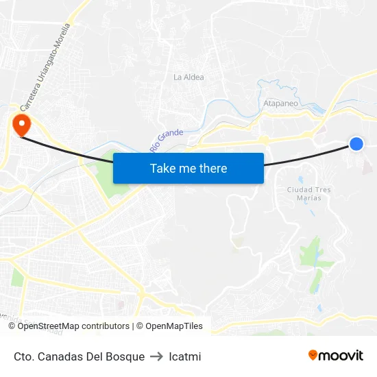 Cto. Canadas Del Bosque to Icatmi map