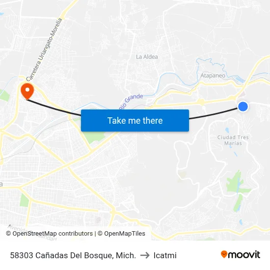 58303 Cañadas Del Bosque, Mich. to Icatmi map