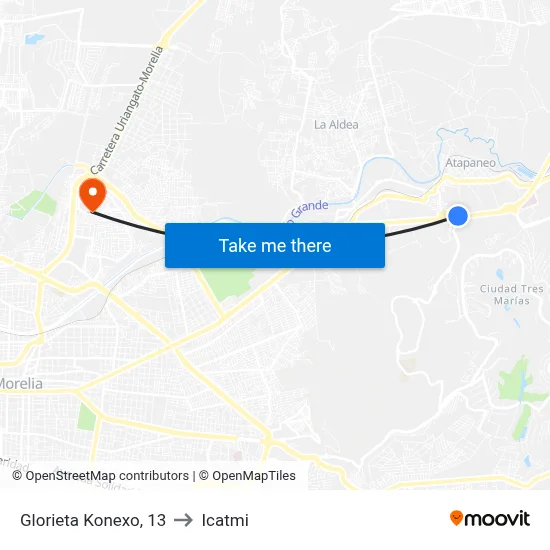 Glorieta Konexo, 13 to Icatmi map