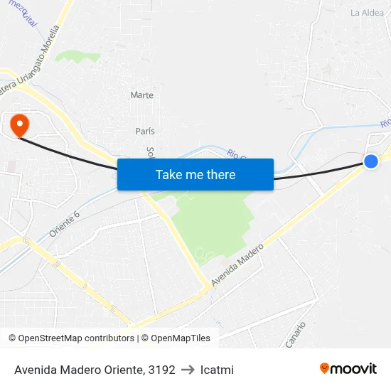 Avenida Madero Oriente, 3192 to Icatmi map