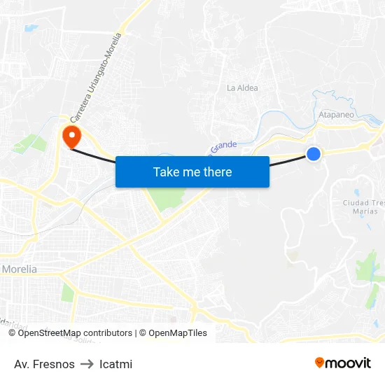 Av. Fresnos to Icatmi map
