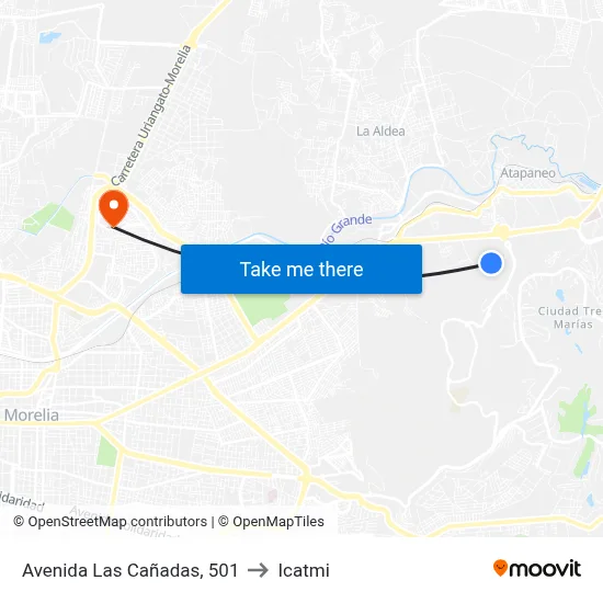 Avenida Las Cañadas, 501 to Icatmi map