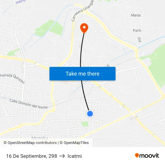 16 De Septiembre, 298 to Icatmi map