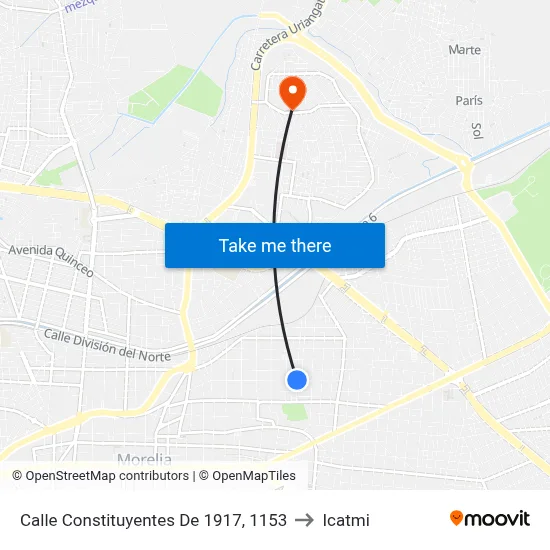 Calle Constituyentes De 1917, 1153 to Icatmi map