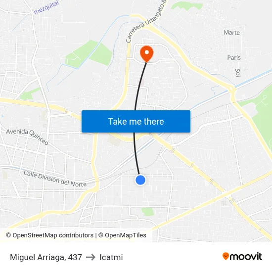 Miguel Arriaga, 437 to Icatmi map