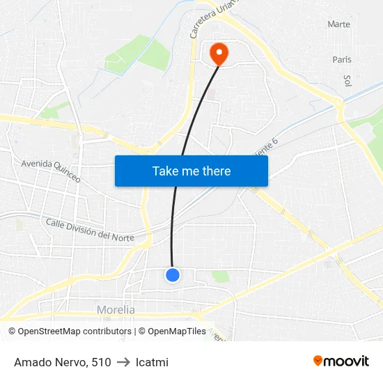 Amado Nervo, 510 to Icatmi map