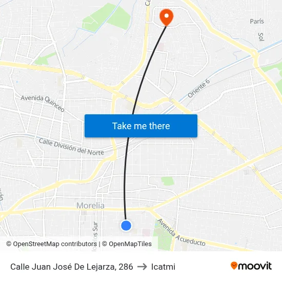 Calle Juan José De Lejarza, 286 to Icatmi map