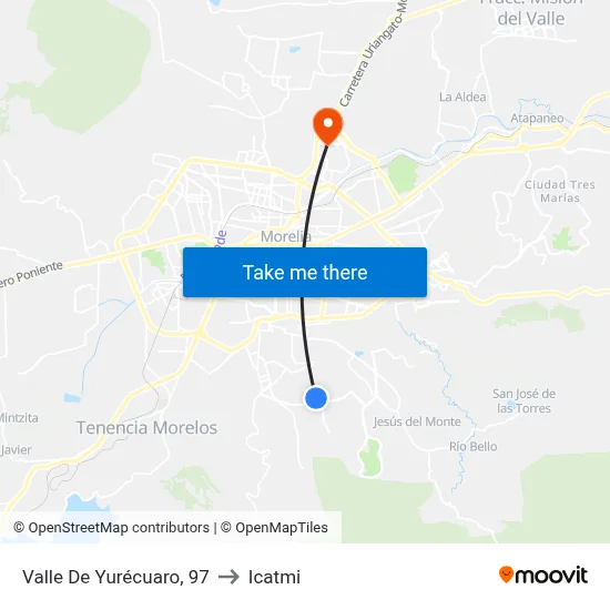 Valle De Yurécuaro, 97 to Icatmi map
