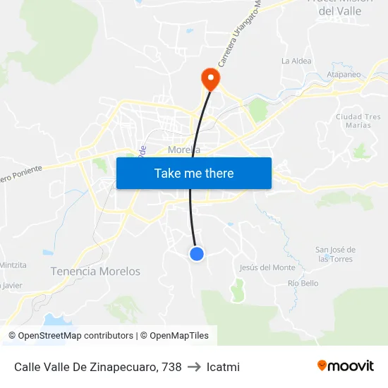 Calle Valle De Zinapecuaro, 738 to Icatmi map