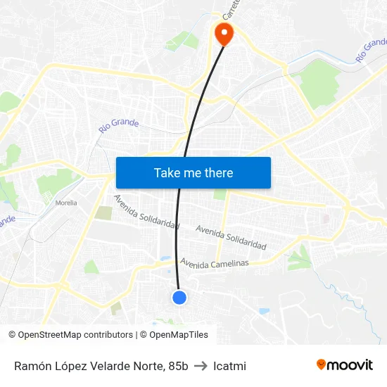Ramón López Velarde Norte, 85b to Icatmi map