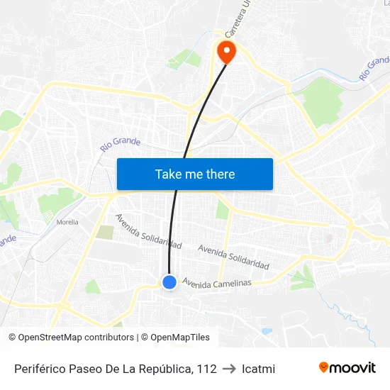 Periférico Paseo De La República, 112 to Icatmi map