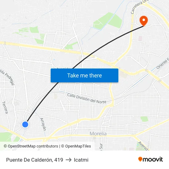 Puente De Calderón, 419 to Icatmi map