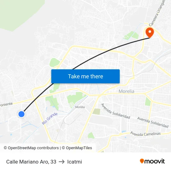 Calle Mariano Aro, 33 to Icatmi map