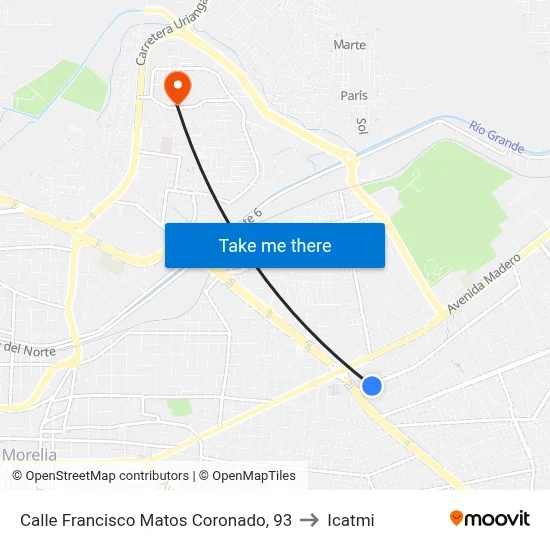 Calle Francisco Matos Coronado, 93 to Icatmi map