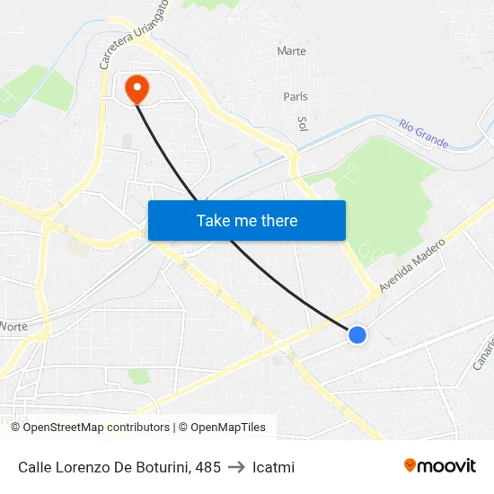 Calle Lorenzo De Boturini, 485 to Icatmi map