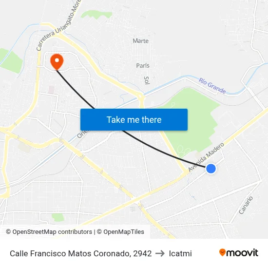 Calle Francisco Matos Coronado, 2942 to Icatmi map