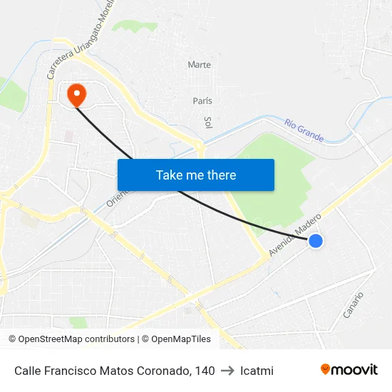 Calle Francisco Matos Coronado, 140 to Icatmi map