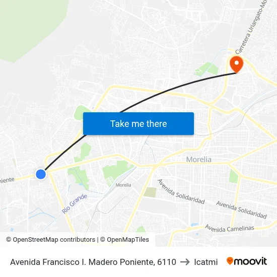 Avenida Francisco I. Madero Poniente, 6110 to Icatmi map