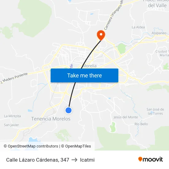 Calle Lázaro Cárdenas, 347 to Icatmi map