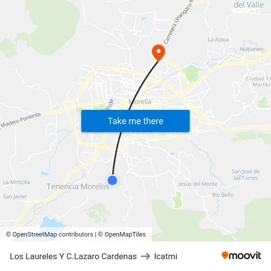 Los Laureles Y C.Lazaro Cardenas to Icatmi map