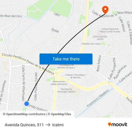 Avenida Quinceo, 511 to Icatmi map