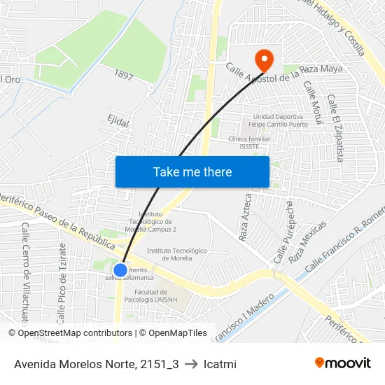 Avenida Morelos Norte, 2151_3 to Icatmi map