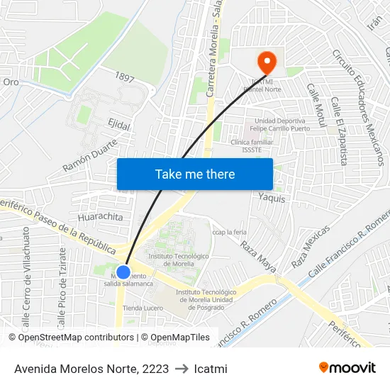 Avenida Morelos Norte, 2223 to Icatmi map