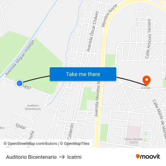 Auditorio Bicentenario to Icatmi map
