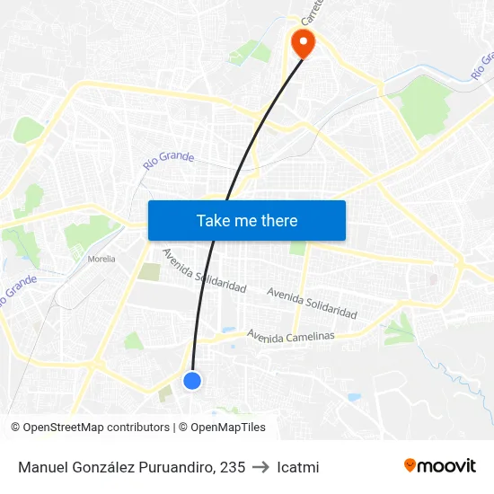 Manuel González Puruandiro, 235 to Icatmi map