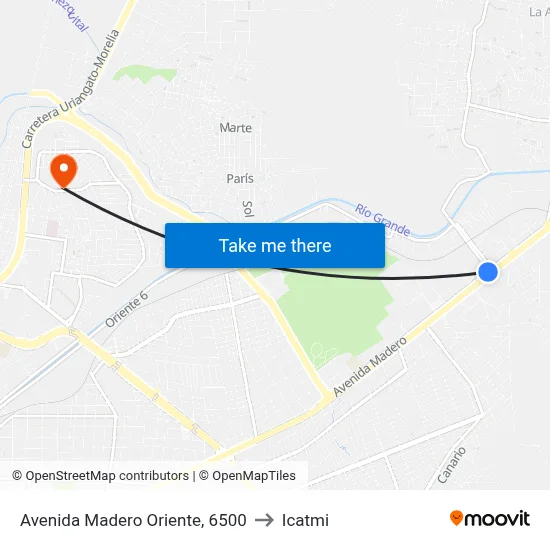 Avenida Madero Oriente, 6500 to Icatmi map
