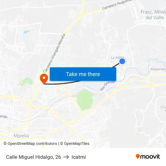 Calle Miguel Hidalgo, 26 to Icatmi map