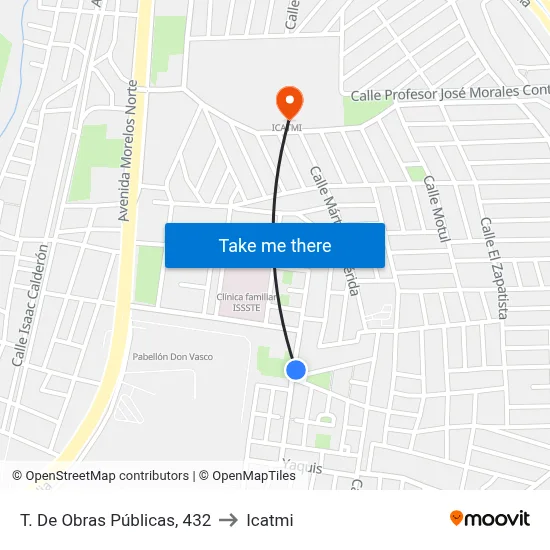 T. De Obras Públicas, 432 to Icatmi map