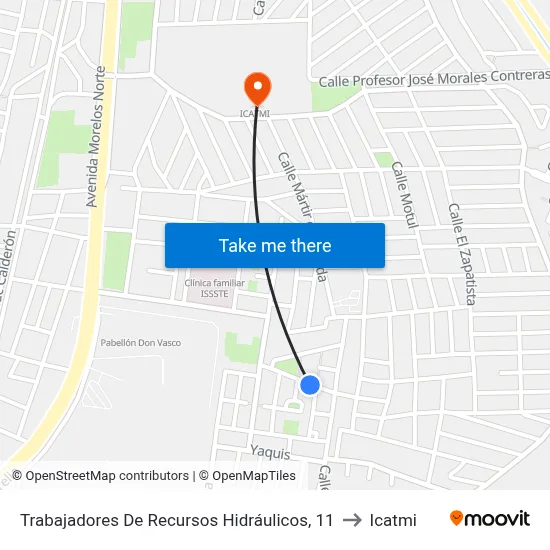 Trabajadores De Recursos Hidráulicos, 11 to Icatmi map