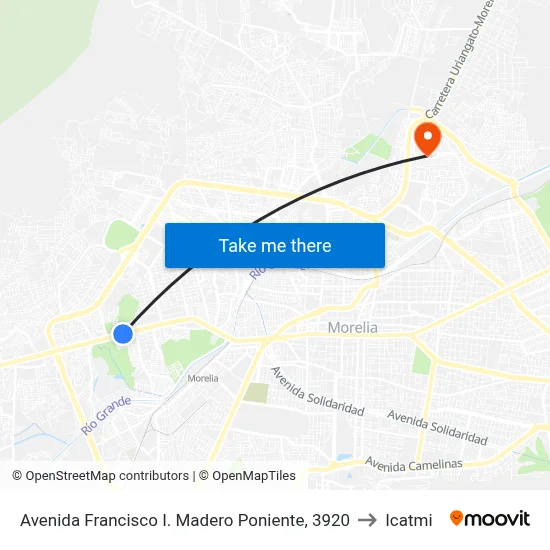 Avenida Francisco I. Madero Poniente, 3920 to Icatmi map