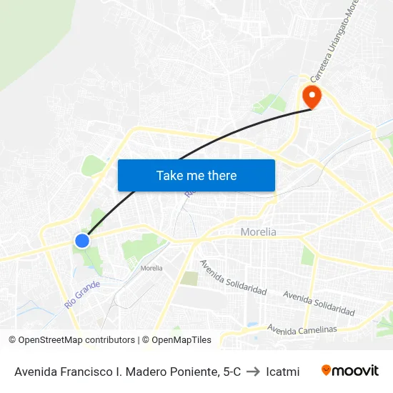 Avenida Francisco I. Madero Poniente, 5-C to Icatmi map