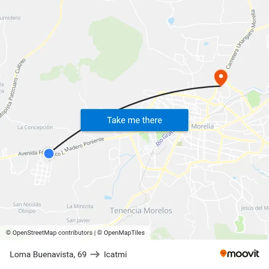 Loma Buenavista, 69 to Icatmi map