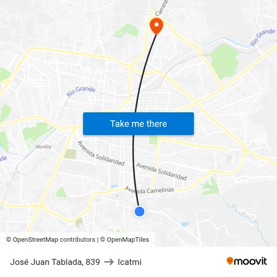 José Juan Tablada, 839 to Icatmi map