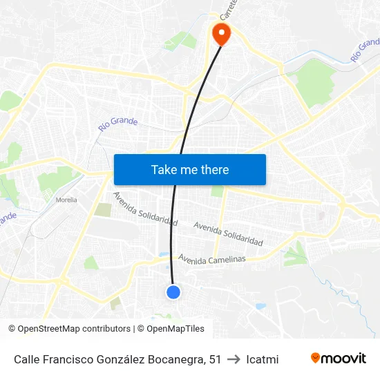 Calle Francisco González Bocanegra, 51 to Icatmi map