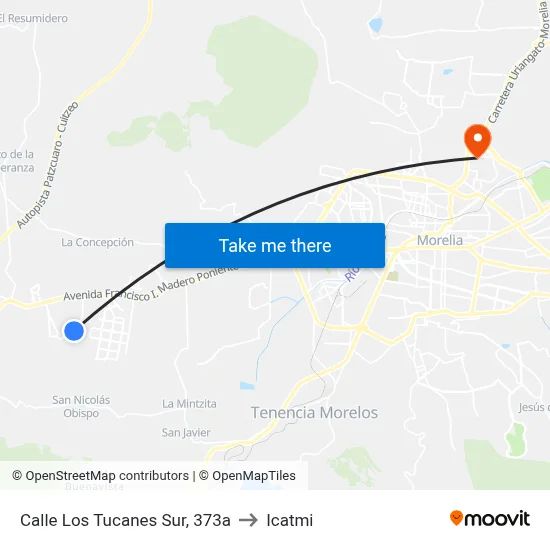 Calle Los Tucanes Sur, 373a to Icatmi map