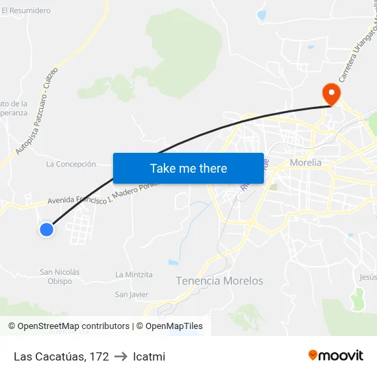 Las Cacatúas, 172 to Icatmi map